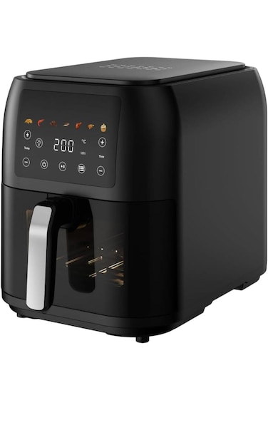 Digital Air Fryer with 8L Capacity &ndash; 1700W, LED Touch Display, 7 Cooking Programs, Glass Window View, Oil-Free Frying, Nonstick Air Fryers Basket, Dishwasher-safe, Elegant Black Design