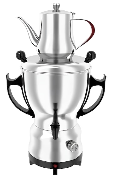 Veltric Electric Samovar Tea Kettle with Temperature Control Knob &amp; Water Faucet - 3.5L Kettle &amp; 0.8L Teapot Capacity, Cool-Touch Handle, Stainless Steel - Perfect for Tea Lovers