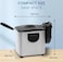 Nicsware Deep Fryer with 4L Oil Capacity &ndash; Stainless Steel Electric Fryer with Detachable Enamel Tank, Adjustable Temperature Control, 700g Food Capacity, Light Indicator