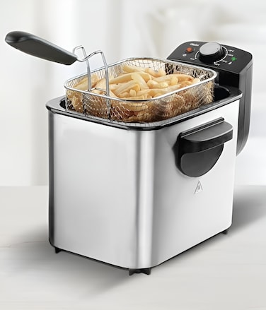 Nicsware Deep Fryer with 4L Oil Capacity &ndash; Stainless Steel Electric Fryer with Detachable Enamel Tank, Adjustable Temperature Control, 700g Food Capacity, Light Indicator