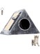 PETSARY Triangle Shaped Cat Scratcher Tent House and 1 Pcs Pet ID Tag - Pyramid Cat Bed &amp; Sisal Scratch Pad with Plush Ball - Foldable Dual Sided Scratching Pet Nest House for Small Medium Cats (Grey)