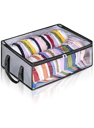 THE WHITE SHOP Hat Storage Box for Baseball Caps, Large Holds up to 40 Caps Wide Hat Organizer for Closet Snapback Holder(GREY)