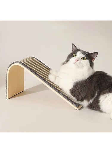 AMROAH 37x18cm Incline Sisal Cat Scratch Board Ramp Protecting Furniture for Indoor Cat &amp; Kitten, Infinity Portable Floor Modern Cat Scratchers Pad Post Toy for Small Large Cats Kittens Kitty