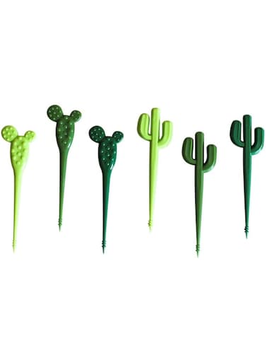 ALMEKAQUZ Children's Fruit Fork Pick Creative Cactus Pattern Bento Box Decoration Fork Cake Small Fork Dessert Fork Mini Cartoon Toothpick Cake Dessert Pastry Party Supply, 24 PCS
