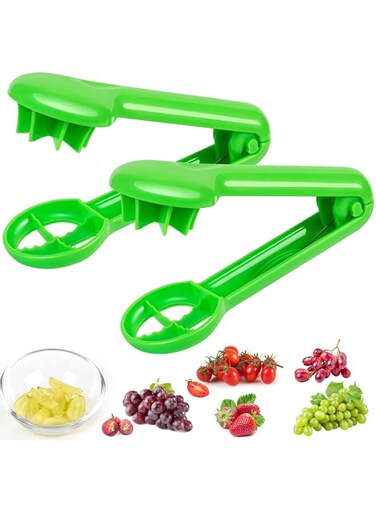 Azonee 2 Pcs Grape Cutter, Grape Slicer for Toddlers, Tomato Cherry Strawberry Cutter, Quarter Slicer for Vegetable Fruit Cake, for Vegetable Fruit Salad, Kitchen Gadget Tool No Blade (Green)