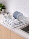 Single Tier Dish Rack with Drain Tray &amp; Utensil Holder (T114611) &acirc;&euro;&ldquo; Rust Resistant Iron Wire &amp; Carbon Steel Dish Drainer, Space-Saving Countertop Drying Rack for Plates, Bowls, Cups &amp; Cutlery &acirc;&euro;&ldquo; White 43&Atilde;&mdash;31&Atilde;&mdash;14cm