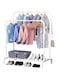 LUKSYOL Clothes Rack - Premium Metal Clothes Hanger Stand with Storage Shelf for Coats, Shoes, and More - Durable and Stylish Organizer for Bedroom and Bathroom Use double pole white with hook
