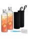 2 Pack Glass Water Bottles With Time Marker, Glass Water Bottles with Sleeve, 18oz Glass Bottles with Lids, Beverage Bottle with Hydrating Reminder Reusable Drinking Bottles for Hot and Cold Drinks