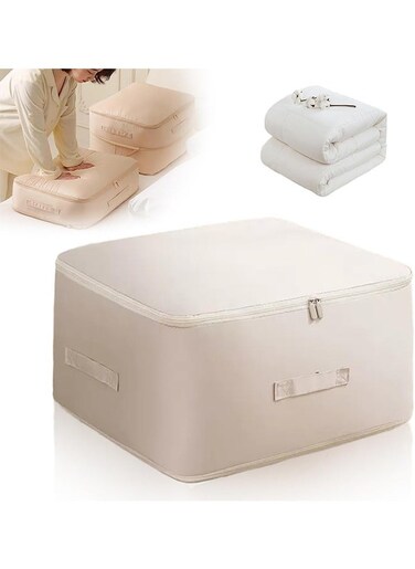 Ultra Space Saving Self Compression Organizer, Storage Tote for Space Saving, Portable Heavy Duty Moving Bags, Suitable for Quilts, Blankets, Bedding, Clothes(L)