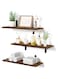 upsimples Floating Shelves for Wall Decor Storage, Sturdy Small Wood Wall Mounted Shelves Set of 3 with Metal Brackets Hanging for Bedroom, Living Room, Bathroom, Kitchen, Book, Dark Brown