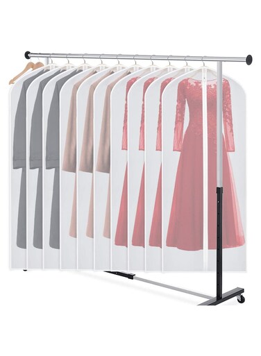 Set of 10 Closet Storage, Garment Bag, Long Dresses Suit Protector Cover, Clothes Bag, Hanging Cloth Storage Organizer, Wardrobe Storage Bag with Full Length Zipper