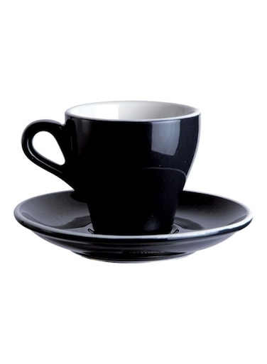 Glazed Coffee Cup And Dish Black 12.5x12.5x10.5cm