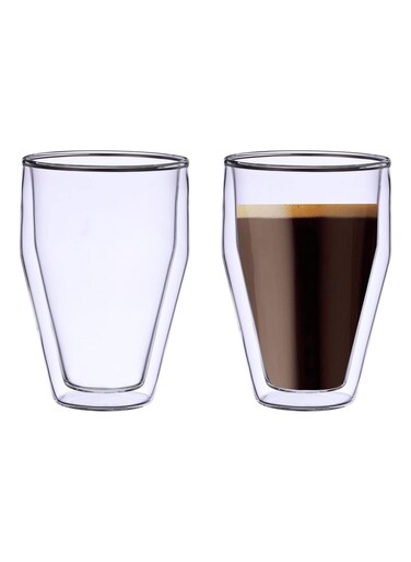 250ml Clear Double Wall Glass DG510 Cup Set of 2 for Coffee, Thermal Insulated Heat Resistant Tumbler Mugs for Hot Tea Espresso and Cold Beverages