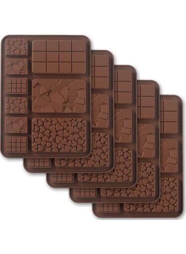 Cozihom Break Apart Silicone Chocolate Molds, Chocolate Bar Molds, Homemade Protein and Energy Bar Molds, 5 Packs