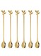 Creative Long Handle Iced Tea Spoons Set Stirring Spoons Tableware Dessert Spoons(Gold, 6 Pcs)
