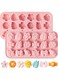 Flower Chocolate Molds, 18-Cavity Daisy Rose Tulip Bow Leaf Silicone Candy Mold for Gummies, Cupcake Toppers, Cake Decorating