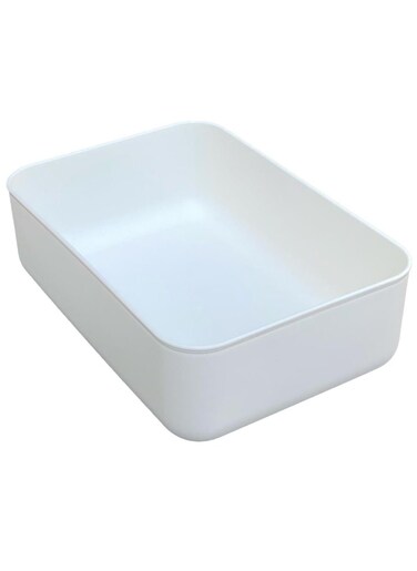 FCG Home - Pantry Cupboard Storage Organizer White Box Basket Bin (Small)