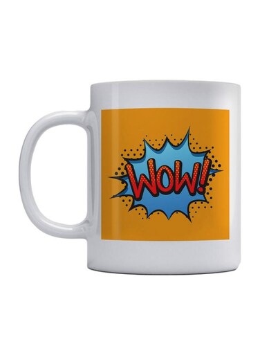 Wow Printed Coffee Mug White/Orange/Red 350ml