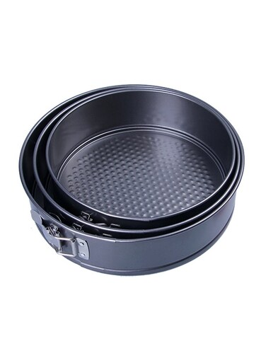 3-Piece Non-Stick Cake Pan Black 22x7, 24x7, 26x7cm