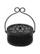 DELFINO Mosquito Coil Box, Iron Holder Household Censer Repellent Incense Coil Durable Burner Handle Classical Design Portable Metal Retro Round Household Easy to Carry with Lid (Black)