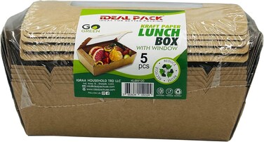 IDEAL PACK - Kraft Lunch Box With Clear Window KLBW -120