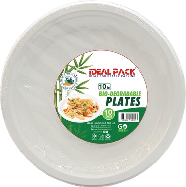 Ideal Pack Bio Degradable Plates, 10Inch, Pack of 10pcs, Light Brown