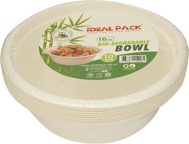 Ideal Pack Bio Degradable Bowl, 16oz, Pack of 10pcs,