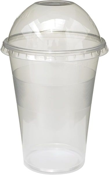 Ideal Pack Clear Pet Cups with lid, 12oz, Pack of 25pcs, Clear