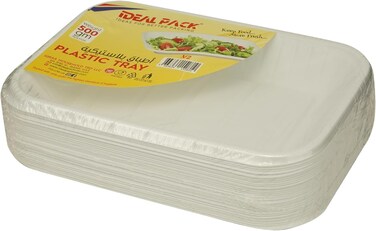Ideal Pack Plastic Tray, V2, 500gm, 19x13cm, White