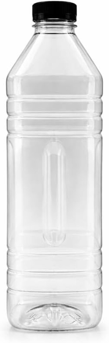 Premium 1.5L Transparent Plastic Bottle - Black Cap