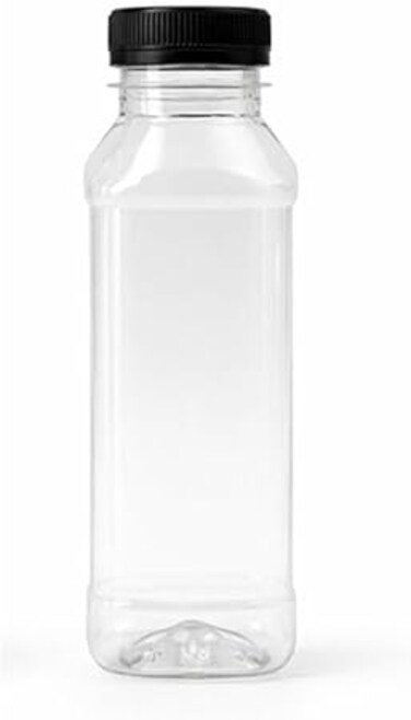 Premium 330mL Transparent Plastic Bottle - Black Cap