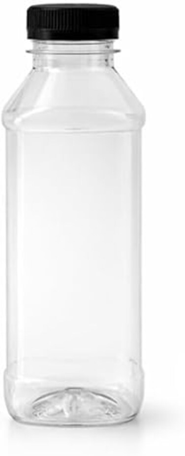 Premium 200mlL Transparent Plastic Bottle - Black Cap