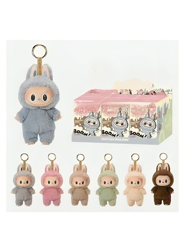 Labubu The Monsters Plush Doll Keychain Set 6 Pcs - Cute Vinyl Face Stuffed Animal Bag Charms With Hanging Loop, Fluffy Kawaii Backpack Pendant &amp; Car Ornament, Colorful Collectible Art Toy Gift