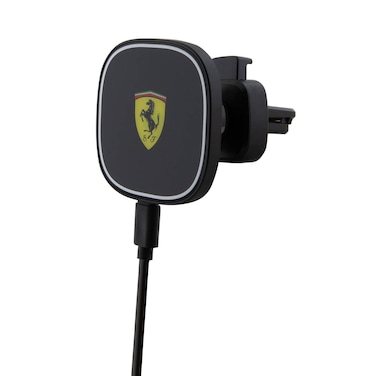 Ferrari MagSafe Car Charger 15W   Wireless Fast Charging, Aluminum Body, Secure Magnetic Hold, Overheat Protection, Universal Compatibility, Sleek &amp; Durable Design - Black

