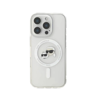 Karl Lagerfeld Magsafe IML Hard Case With Karl &amp; Choupette Head For iPhone 16 Pro - White