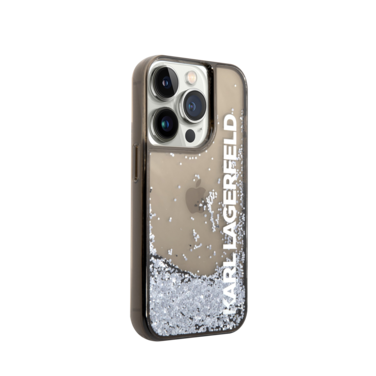 Karl Lagerfeld Liquid Glitter Gradient Hard Case For iPhone 16 Pro Max - Black