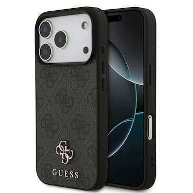 حافظة Guess MagSafe 4G من جلد PU لآيفون 17 برو، متوافقة مع MagSafe، قبضة مريحة، تصميم نحيف وخفيف، أسود