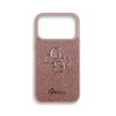 GUESS PU Glitter Case with Big 4G Metal Logo for iPhone 17 Pro - Pink