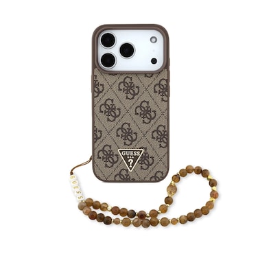 Guess MagSafe 4G PU Leather Case for iPhone 17 Pro Max, Small 4G Logo, Wrist Strap, Lightweight, Slim Profile, MagSafe Compatible &ndash; Brown