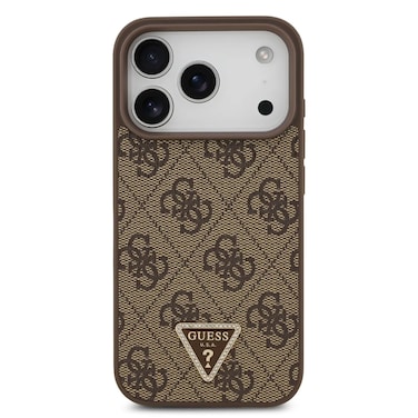 Guess MagSafe 4G PU Leather Case for iPhone 17 Pro Max, Brown, Triangle Logo, Lightweight Design, Drop Protection, MagSafe Compatible, Comfortable Grip &ndash; Brown