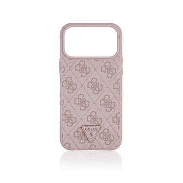 GUESS MagSafe 4G PU Leather Case with Triangle Logo for iPhone 17 Pro Max - Pink