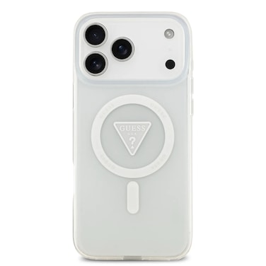 Guess MagSafe IML Gradient Case for iPhone 17 Pro Max, Slim Profile, Drop Protection, Lightweight Design, Comfortable Grip, Printed Triangle Logo, Sustainable Packaging - Transparent