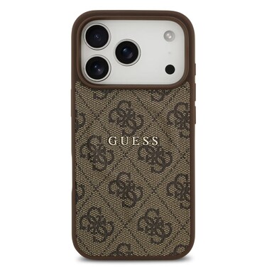 غلاف مغناطيسي من Guess 4G PU للآيفون 17 برو ماكس، تصميم رقيق، قبضة مريحة، تعبئة صديقة للبيئة، متوافق مع MagSafe – بني
