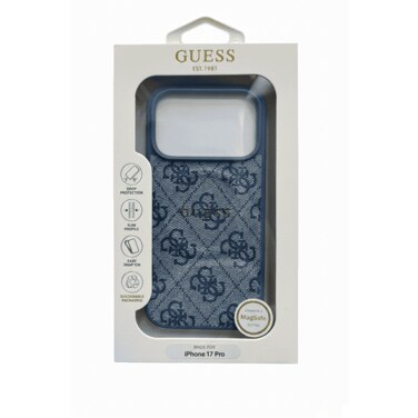 GUESS MagSafe 4G PU Leather Case with Classic Logo for iPhone 17 Pro Max - Blue