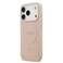 حافظة Guess MagSafe من الجلد PU لهاتف iPhone 17 Pro، شعار كلاسيكي وتصميم ختم حراري لزهرة الفاوانيا، تصميم نحيف، خفيف الوزن، صديق للبيئة - وردي
