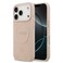 حافظة Guess MagSafe من الجلد PU لهاتف iPhone 17 Pro، شعار كلاسيكي وتصميم ختم حراري لزهرة الفاوانيا، تصميم نحيف، خفيف الوزن، صديق للبيئة - وردي
