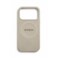 GUESS MagSafe PU Leather Case with Peony Hot Stamp Design &amp; Classic Logo for iPhone 17 Pro Max - Beige