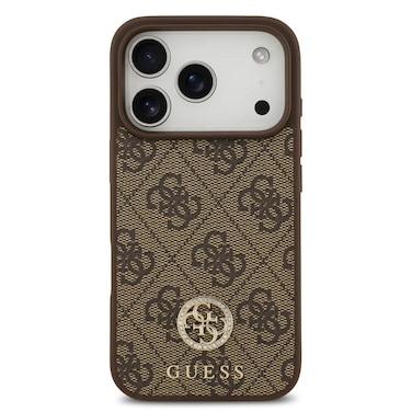 Guess MagSafe 4G PU Leather Case with Classic &amp; Strass Logo for iPhone 17 Pro Max, Lightweight Design, Drop Protection, Easy Snap-On, Slim Profile, Comfortable Grip - Brown
