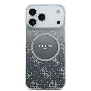 جراب GUESS MAGSAFE PC+TPU مع بريق متدرج لهاتف IPHONE 17 PRO MAX - رمادي