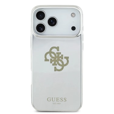 جراب GUESS MAGSAGE PC+TPU MIRROR مع شعار 4G لامع كبير لهاتف IPHONE 17 PRO - ذهبي